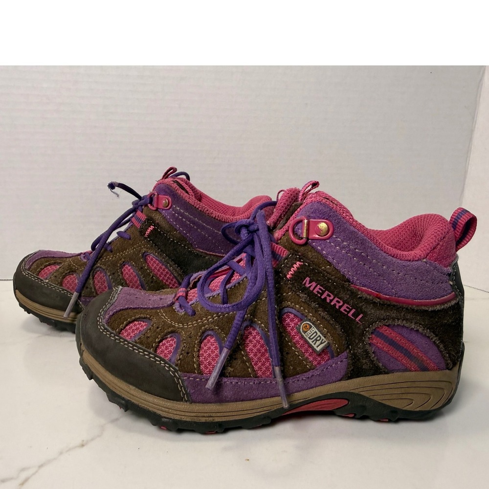 Merrell Kids M-Select DRY Waterproof Hiking Boots Brown Pink Purple MC51952 12.5 - Picture 2 of 8